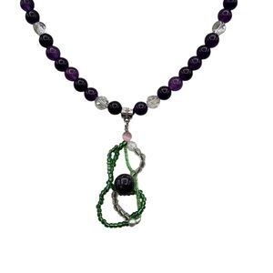 Elegant Purple and Green Beaded Necklace